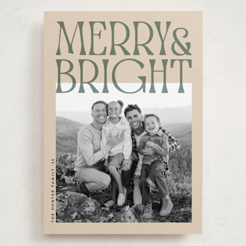 This is a sage holiday photo cards with standard by JeAnna Casper called bold printing on recycled smooth signature in grand