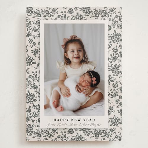 This is a cream holiday photo cards with standard by Jessie Steury called wallpaper printing on recycled smooth signature in grand