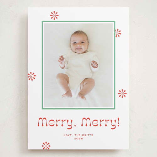 This is a candy cane holiday photo cards with standard by Megan Davis called peppermint printing on recycled smooth signature in grand