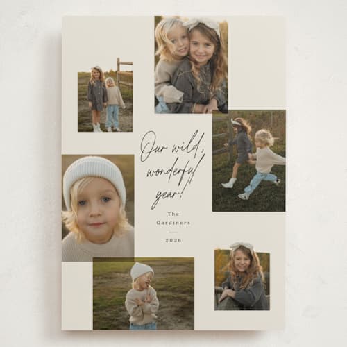 This is a ivory holiday photo cards with standard by Olivia Raufman called wonderful year printing on recycled smooth signature in grand