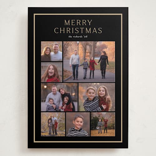 This is a night holiday photo cards with standard by Stacey Meacham called christmas collage printing on recycled smooth signature in grand