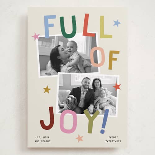This is a jubilant holiday photo cards with standard by Kercia Jane called full of joy (& cheer) printing on recycled smooth signature in grand