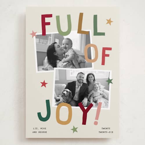 This is a cozy cabin holiday photo cards with standard by Kercia Jane called full of joy (& cheer) printing on recycled smooth signature in grand