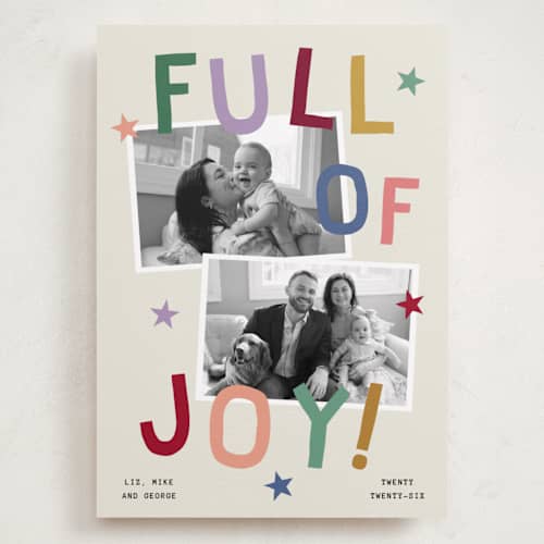 This is a yuletide holiday photo cards with standard by Kercia Jane called full of joy (& cheer) printing on recycled smooth signature in grand