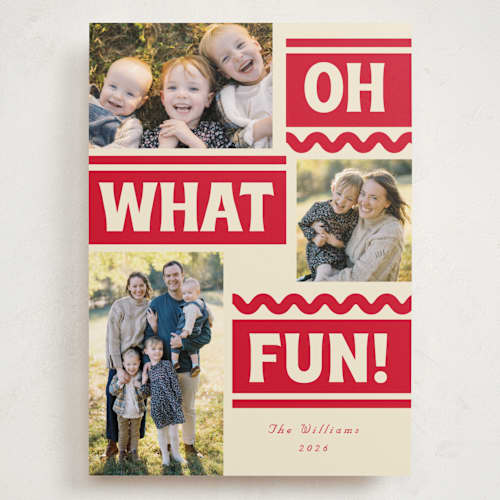 This is a cranberry holiday photo cards with standard by Baumbirdy called ski slope printing on recycled smooth signature in grand