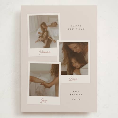 This is a cookie dough holiday photo cards with standard by Adelyn T. called snapshot trio printing on recycled smooth signature in grand