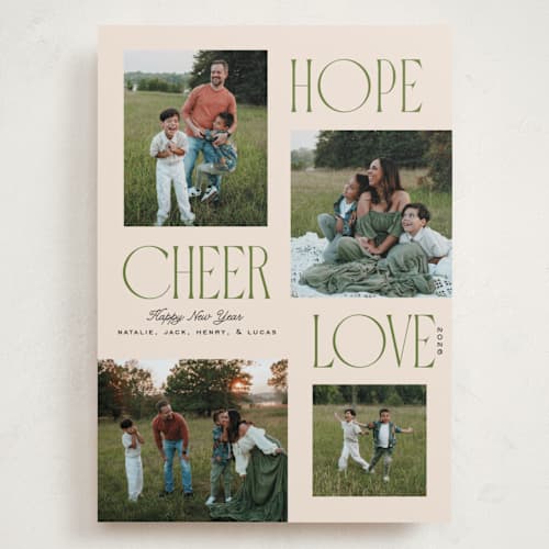 This is a pine holiday photo cards with standard by Owl and Toad called scrapbook printing on recycled smooth signature in grand