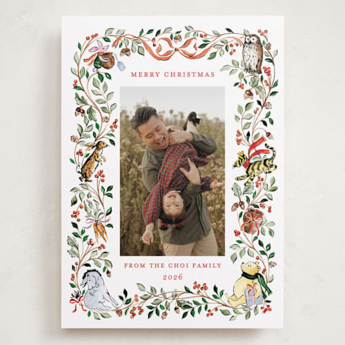 This is a christopher robin holiday photo cards with standard by Sarah Knight called hundred aker wreath printing on recycled smooth signature in grand