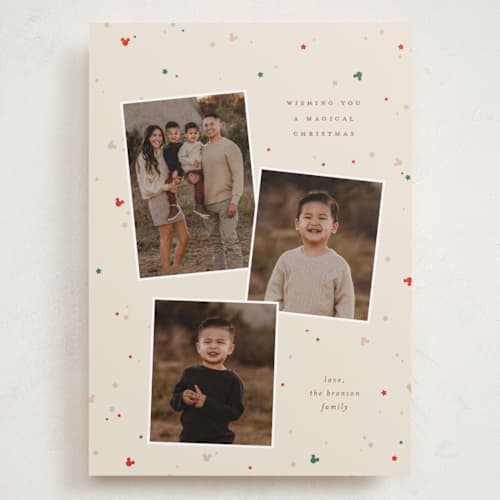 This is a sugar cookie holiday photo cards with standard by Ellen Schlegelmilch called disney's mickey tri confetti printing on recycled smooth signature in grand
