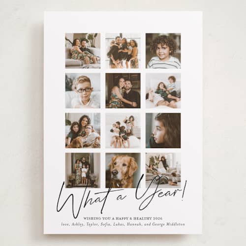 This is a noir holiday photo cards with standard by Erika Firm called what a twelve months (year!) printing on recycled smooth signature in grand