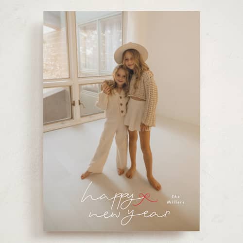 This is a holly holiday photo cards with standard by Phrosné Barwood called little cute bow printing on recycled smooth signature in grand