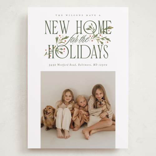 This is a wreath holiday photo cards with standard by Erin L. Wilson called hearth garland printing on recycled smooth signature in grand
