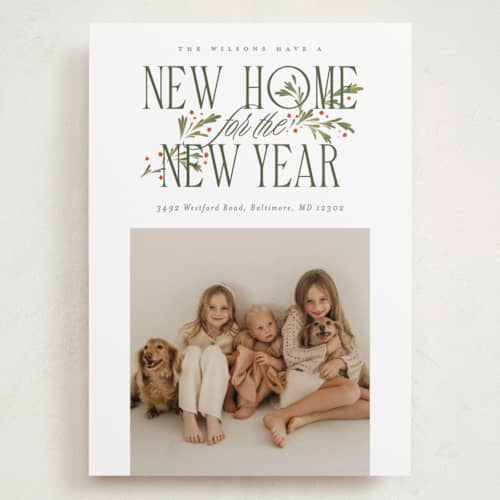 This is a wreath holiday photo cards with standard by Erin L. Wilson called hearth garland printing on recycled smooth signature in grand