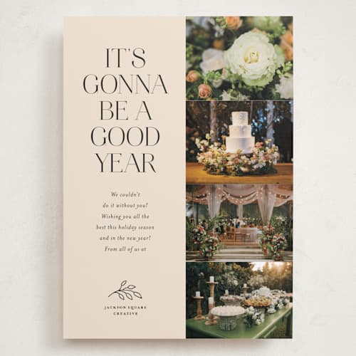This is a vanilla holiday photo cards with standard by Kamala Nahas called you made our year printing on recycled smooth signature in grand