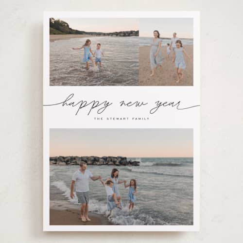 This is a snowcap holiday photo cards with standard by Pixel and Hank called three blessings printing on recycled smooth signature in grand