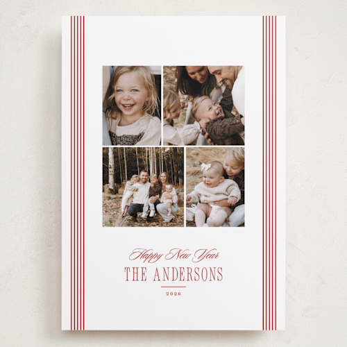 This is a candy cane holiday photo cards with standard by Corinne Malesic called new classic printing on recycled smooth signature in grand