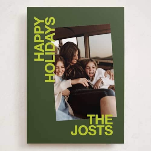 This is a citron holiday photo cards with standard by Inkblot Design called angled printing on recycled smooth signature in grand