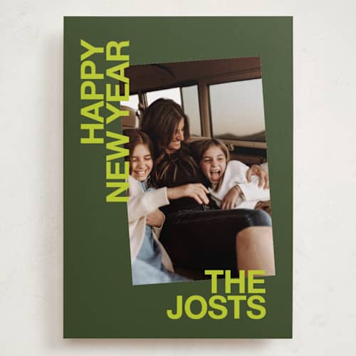 This is a citron holiday photo cards with standard by Inkblot Design called angled printing on recycled smooth signature in grand
