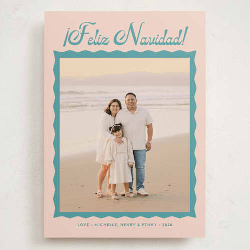 This is a deep sea holiday photo cards with standard by Megan Davis called saltillo printing on recycled smooth signature in grand