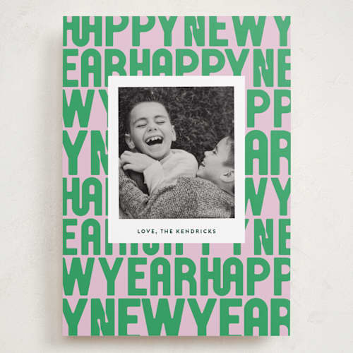 This is a candy holiday photo cards with standard by Up Up Creative called letters printing on recycled smooth signature in grand