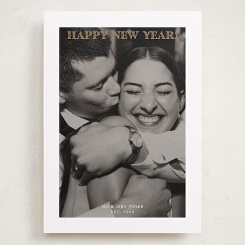 This is a caramel holiday photo cards with standard by Annie Chan called white border printing on recycled smooth signature in grand