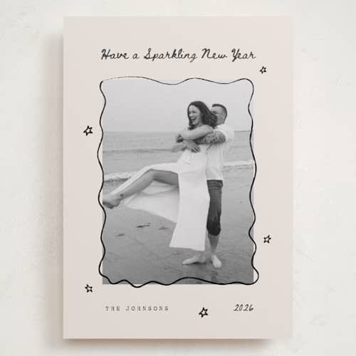 This is a ink holiday photo cards with standard by Poised Avenue called new year doodles printing on recycled smooth signature in grand