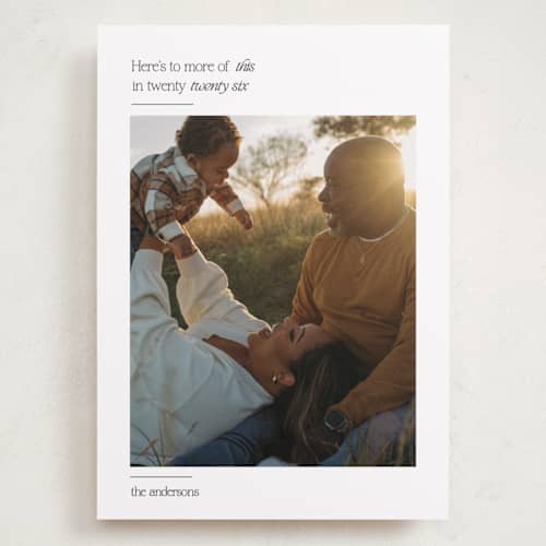 This is a ivory holiday photo cards with standard by Annie Shapiro called more of this printing on recycled smooth signature in grand