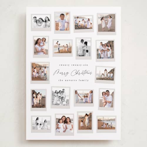 This is a snowflake holiday photo cards with standard by Hooray Creative called many merry moments printing on recycled smooth signature in grand