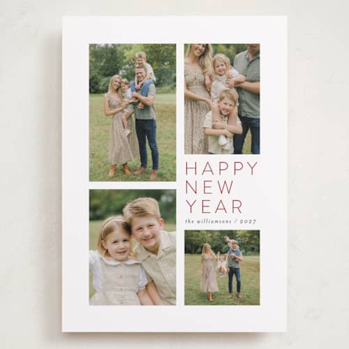 This is a berry holiday photo cards with standard by Jen Tips called all aglow printing on recycled smooth signature in grand