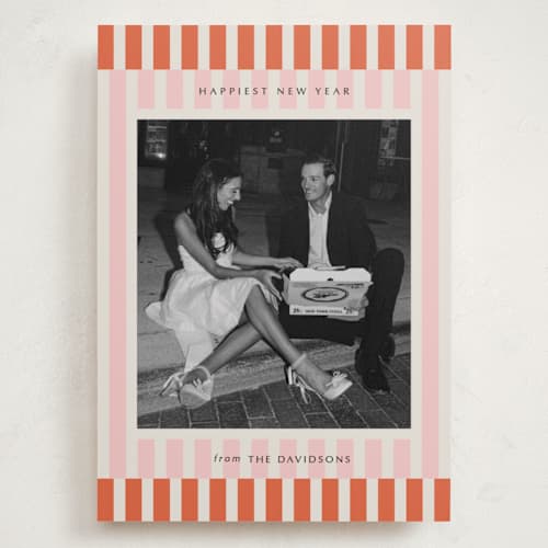 This is a orangesicle holiday photo cards with standard by Jackie Crawford called modern double stripe frame printing on recycled smooth signature in grand