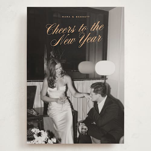 This is a apricot holiday photo cards with standard by Ekko Studio called classy cheer printing on recycled smooth signature in grand