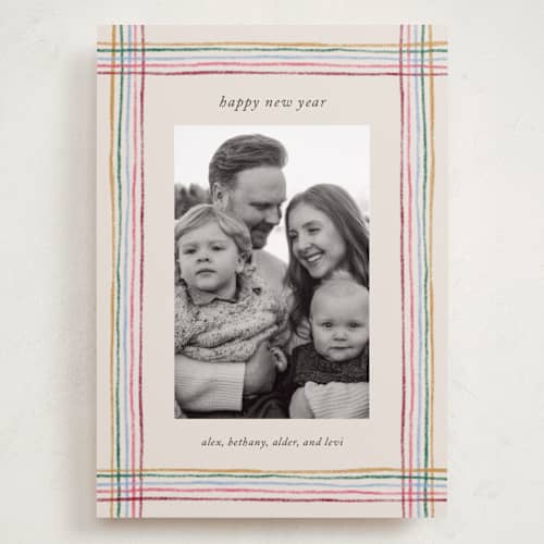This is a gumdrop holiday photo cards with standard by Kercia Jane called merry little lines printing on recycled smooth signature in grand
