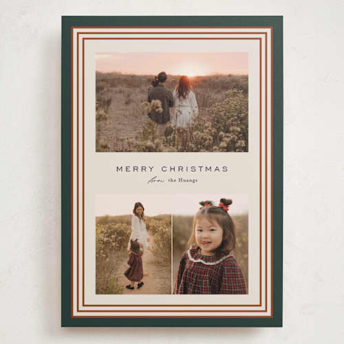 This is a pine holiday photo cards with standard by Kate Ahn called timeless stripe printing on recycled smooth signature in grand