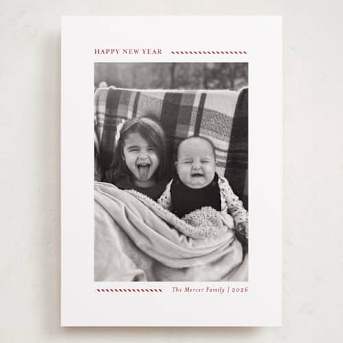 This is a candy cane holiday photo cards with standard by Allison Orszak called candy cane lines printing on recycled smooth signature in grand