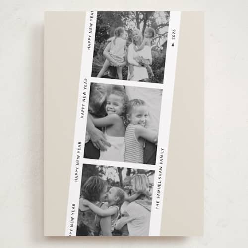 This is a vanilla holiday photo cards with standard by Kelly Watkins called our memories printing on recycled smooth signature in grand