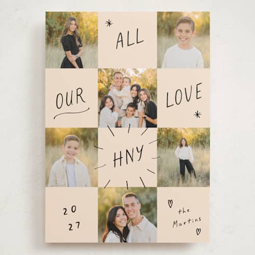 This is a ink press holiday photo cards with standard by Ani Somi called checkers printing on recycled smooth signature in grand