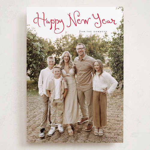 This is a cardinal holiday photo cards with standard by Sara Hicks Malone called christmas script printing on recycled smooth signature in grand