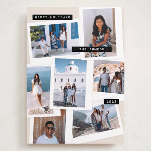 This is a marshmallow holiday photo cards with standard by Claudia Orengo called uniquely us printing on recycled smooth signature in grand