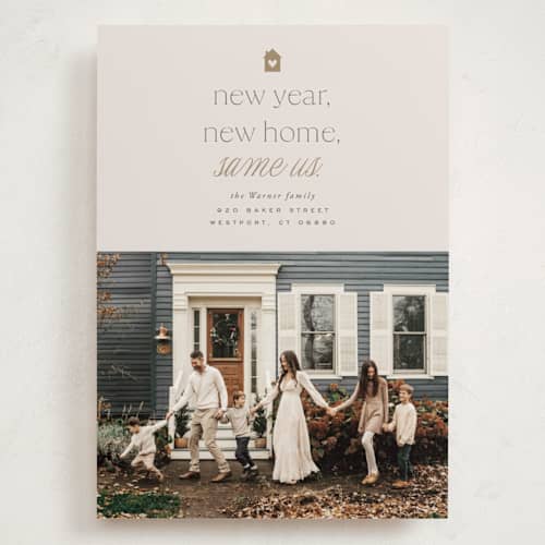 This is a toffee holiday photo cards with standard by Everett Paper Goods called new but same printing on recycled smooth signature in grand