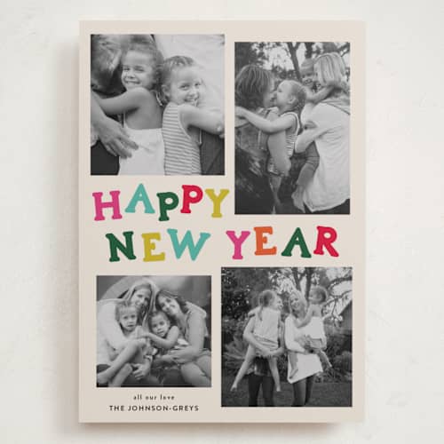 This is a bright holiday photo cards with standard by Inkblot Design called color coded spirit printing on recycled smooth signature in grand