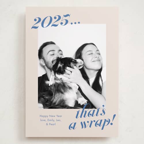 This is a lake holiday photo cards with standard by Megan Davis called wrapped up printing on recycled smooth signature in grand