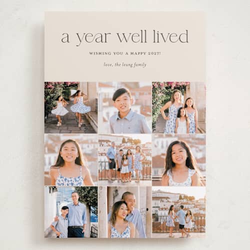 This is a eggnog holiday photo cards with standard by Shari Margolin called annual review printing on recycled smooth signature in grand