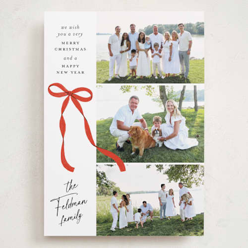 This is a poinsettia holiday photo cards with standard by Paper Raven Co. called ascend printing on recycled smooth signature in grand