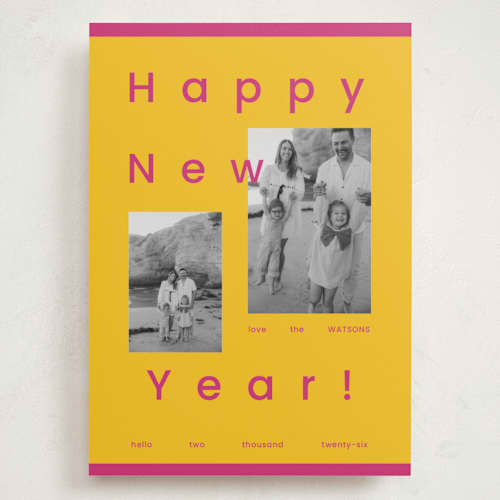 This is a candy holiday photo cards with standard by Rachel Cassel called spacey printing on recycled smooth signature in grand