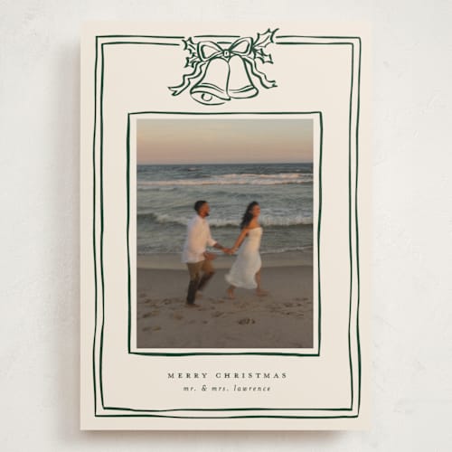 This is a evergreen holiday photo cards with standard by Ekko Studio called christmas coquette printing on recycled smooth signature in grand