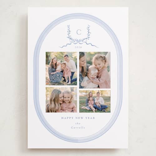 This is a frost holiday photo cards with standard by Corinne Malesic called festive monogram printing on recycled smooth signature in grand