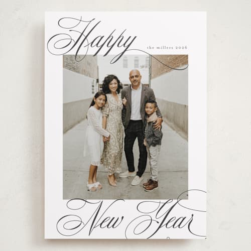 This is a ink holiday photo cards with standard by Nicole Walsh called merry script printing on recycled smooth signature in grand