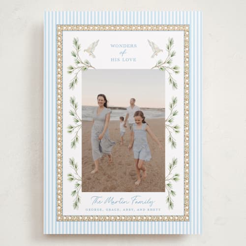 This is a sky holiday photo cards with standard by Bayberry Kate called woven pine printing on recycled smooth signature in grand