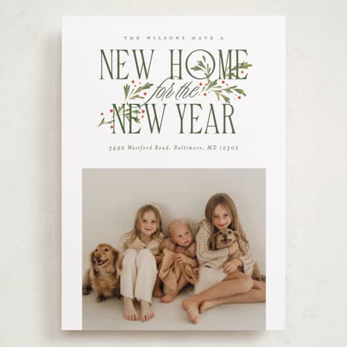 This is a wreath holiday photo cards with standard by Erin L. Wilson called hearth garland printing on recycled smooth signature in grand