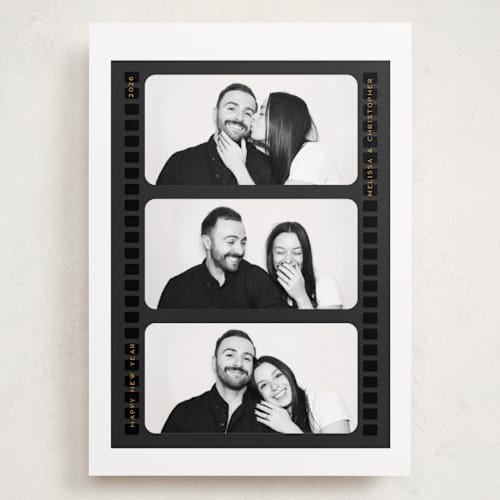 This is a noir holiday photo cards with standard by Christie Garcia called vintage film printing on recycled smooth signature in grand